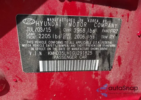 2016 Hyundai Elantra Gt z USA, uszkodzony, nr VIN KMHD35LH1GU291825